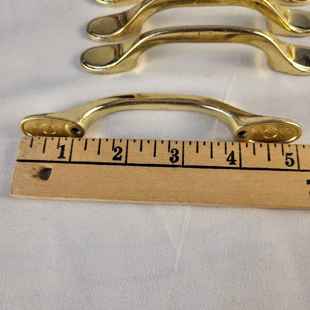 Vintage Shiny Brass Drawer Pull Handles (Lot of 22) + Hardware 3